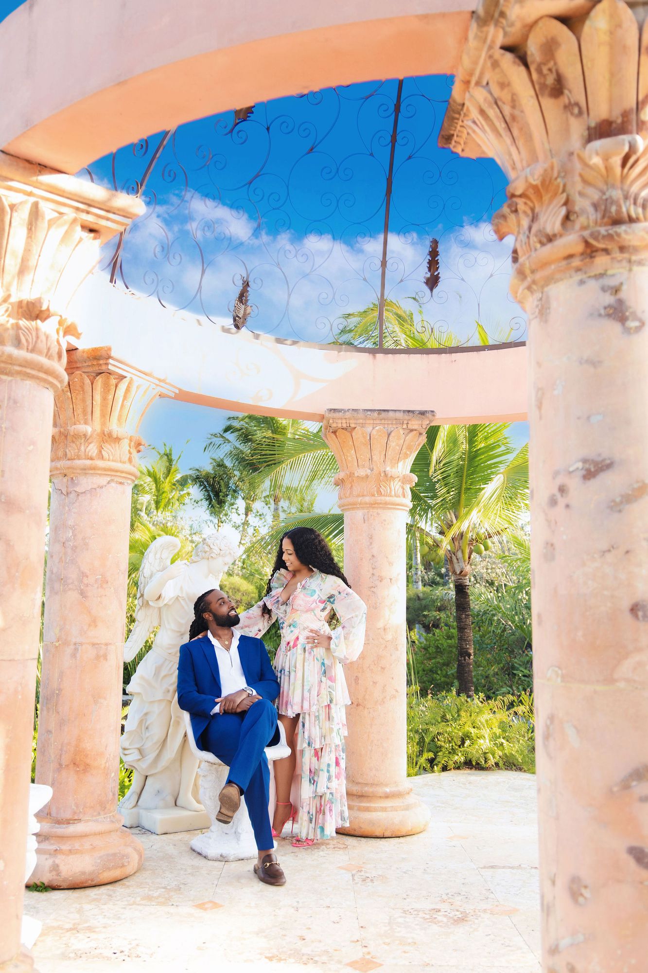 Couple in a garden gazebo